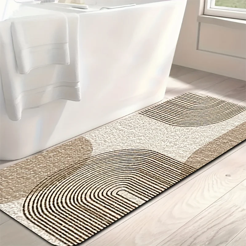 VIKAMA Modern Minimalist Bathroom Mat, Soft Absorbent Non-Slip Flannel Living Room Bedroom Doorway Floor Rug  Carpet Home Decor