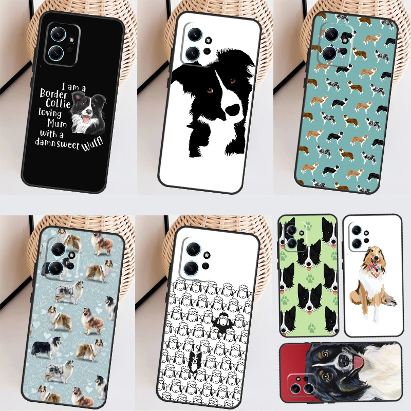 Cartoon Border Collie Case For Xiaomi Redmi Note 12 Pro Plus Note 11 9 10 Pro 12S 11S 10S Redmi 12 9C 10C Cover