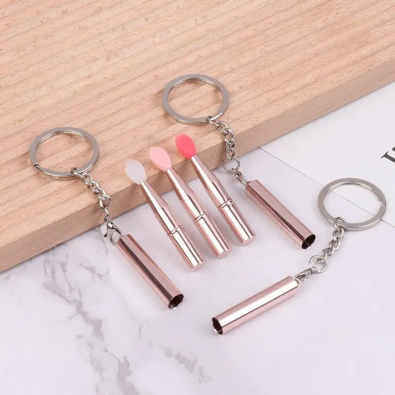 1Pc Multifunktionale Silikon Lippen Pinsel Tragbare Mit Abdeckung Schlüsselbund Staubdicht Lippenstift Lippenstift Pinsel Lidschatten Pinsel