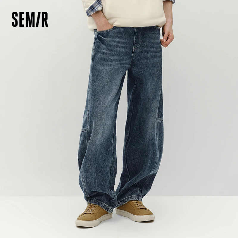 Semir Men Denim Jeans Loose Fit Curved Leg Vintage Style 2026 New Winter Daily Wear Urban Casual Style Cold Weather Layering