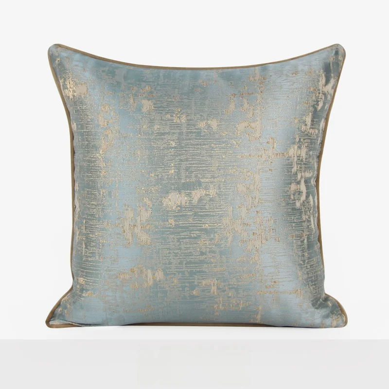 

Modern Simple Blue And Gold Embroidery Sofa Pillow Real Estate Ss Office Living Room Decorative Cuion Blend Fabric