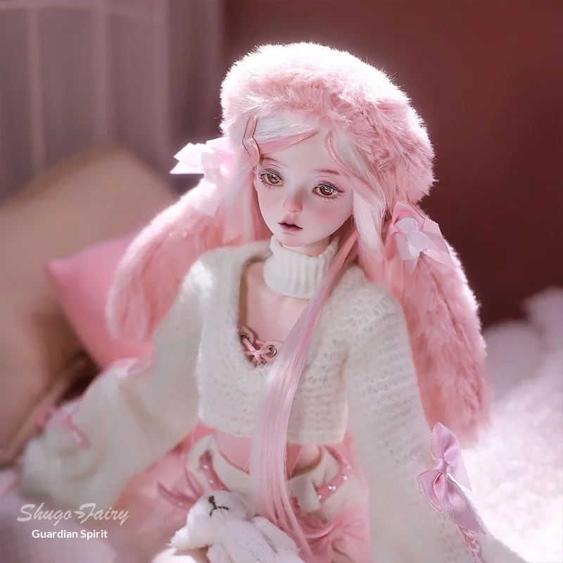 Muñeca articulada de resina Bjd 1/4 Original y oficial, Yurou con gorro con orejas de conejo rosa, edición limitada coleccionable