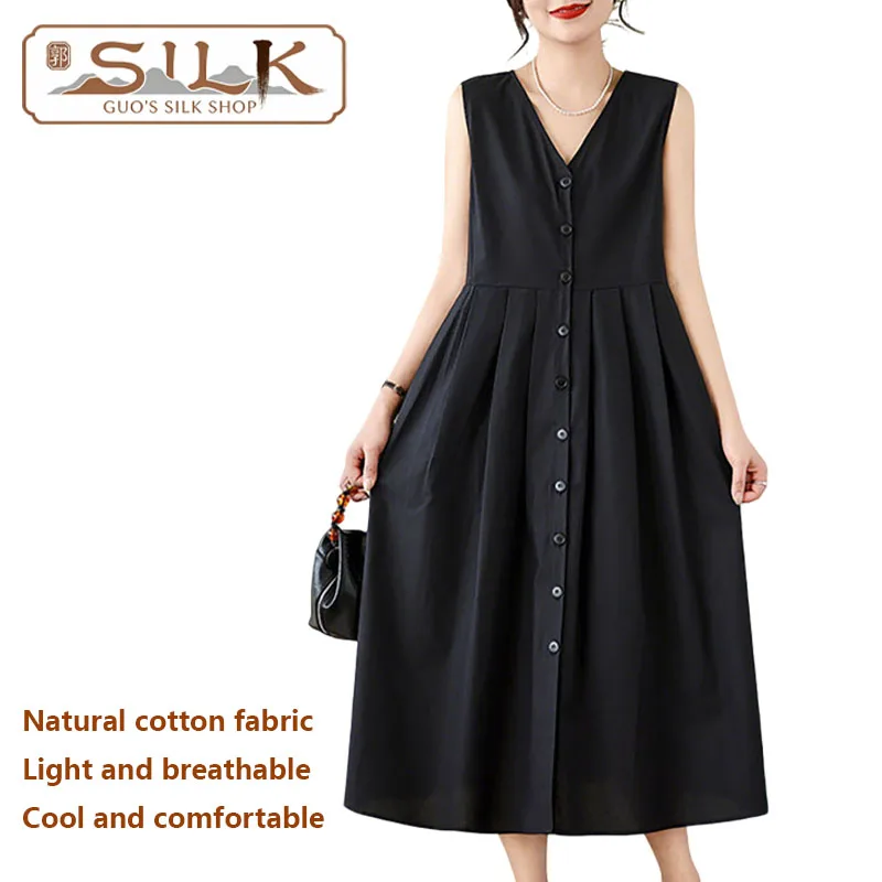 

Хлопково-шелковое женское платье без рукавов с V-образным вырезом, длинное, летнее, повседневное, комфортное, прохладное, домашняя одежда, платье для сна, впитывающее пот