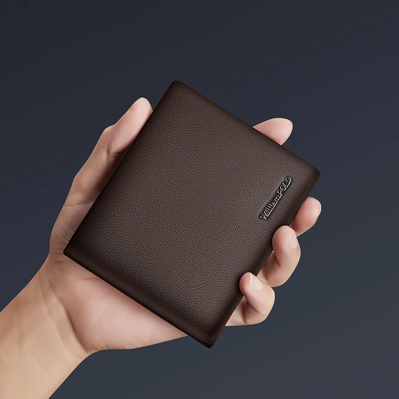 Portefeuille court en cuir véritable pour homme, porte-cartes personnalisé et décontracté, porte-cartes multifonctionnel à la mode