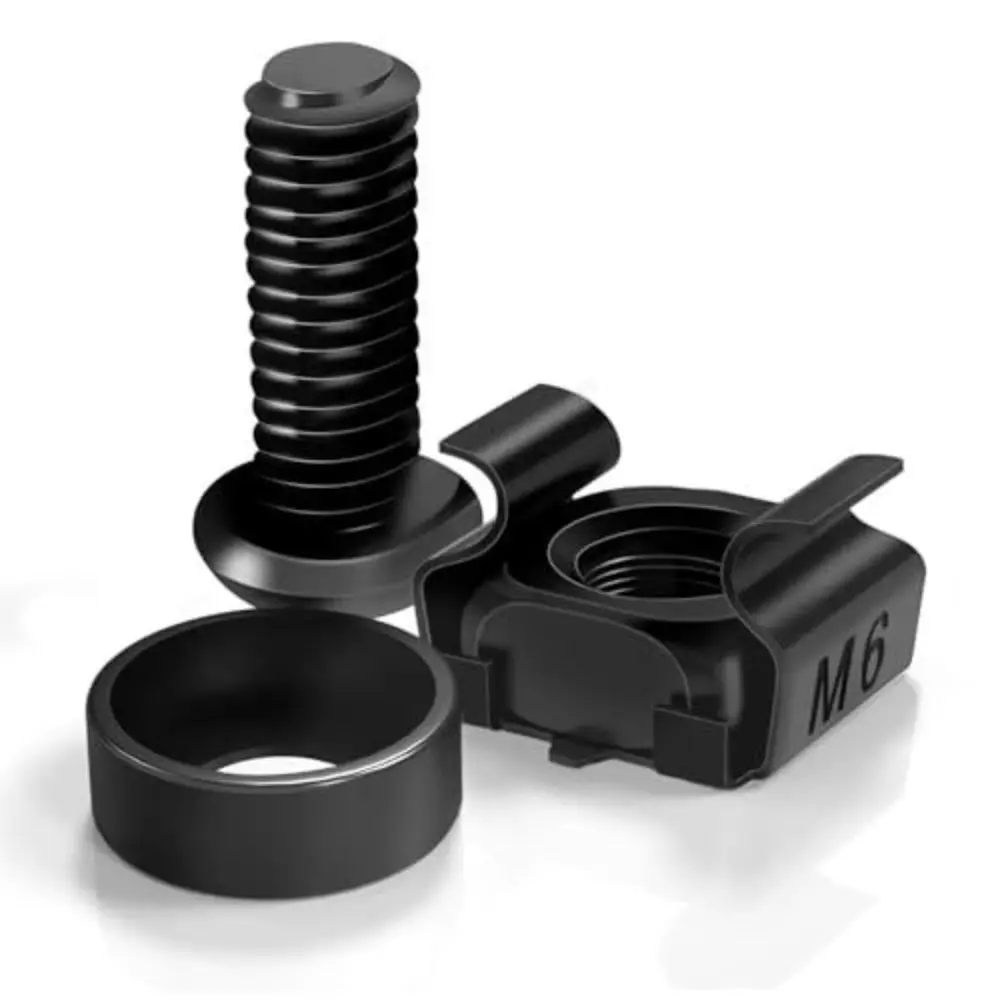 120pcs M6x16mm M6 Cage Screw Nut Washer Set Hardware Fasteners Self-Locking Cable Ties Set Self-Locking Metric Thread