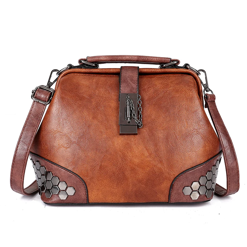 

Designer Solid Color Rivet Leather Handbags Women Bag Luxury Shoulder Crossbody Bags For Women's 2023 Female Messenger Tote Sac