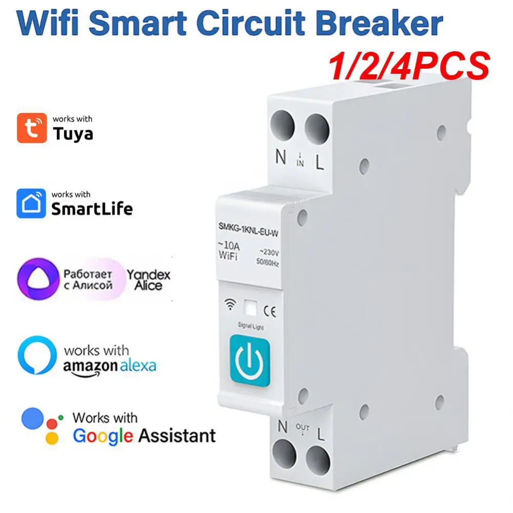 

1/2/4 шт. смарт-выключатель Tuya WIFI 1P 10/16/25/32/40/63a DIN-рейка с измерением работы с Smart Life Alexa
