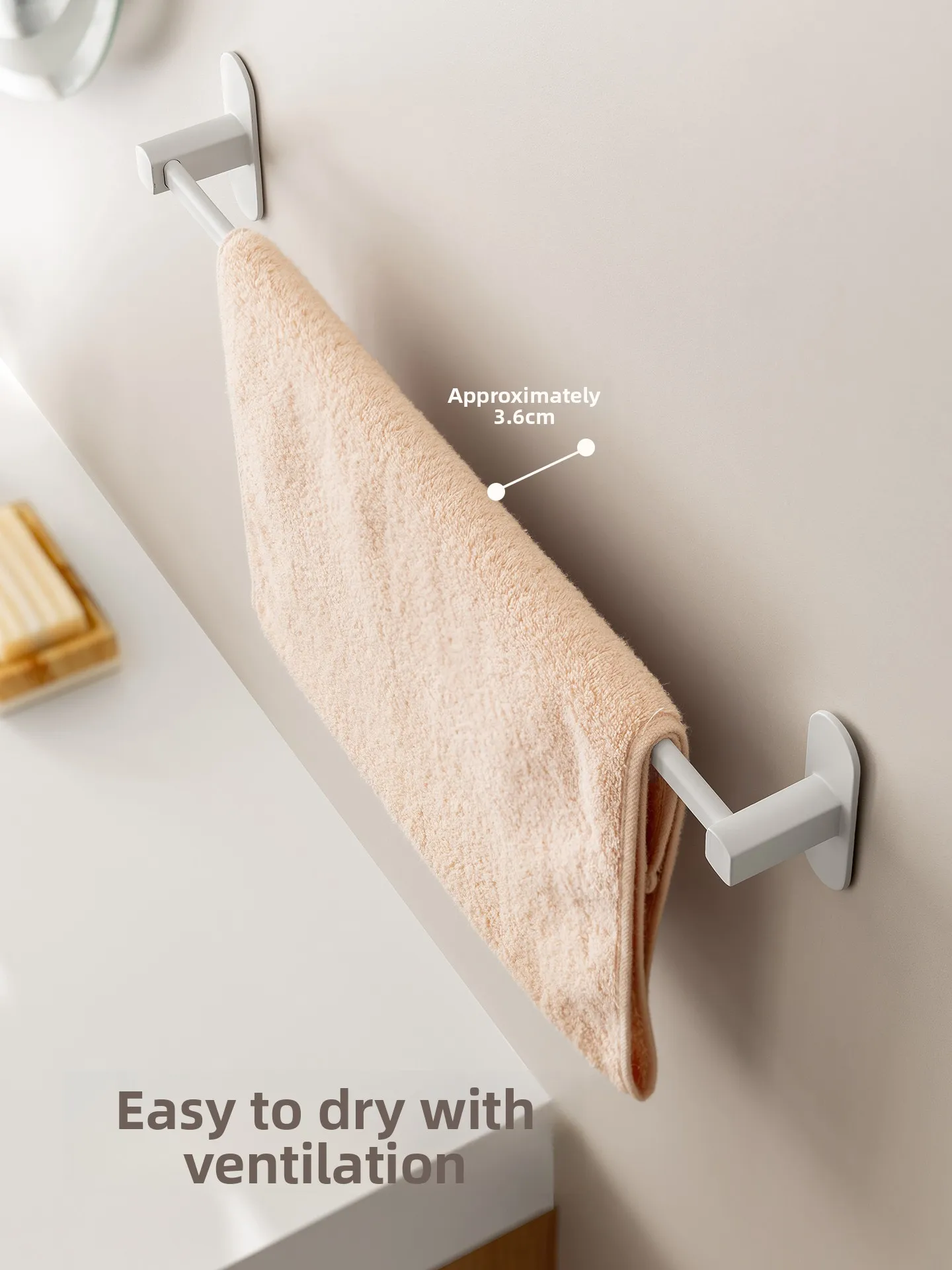 Corner Bathroom Towel Rack Single Rod Non-Drilling Installation Aluminum Alloy Storage Holder Wall Mounted Towel Bar Holder