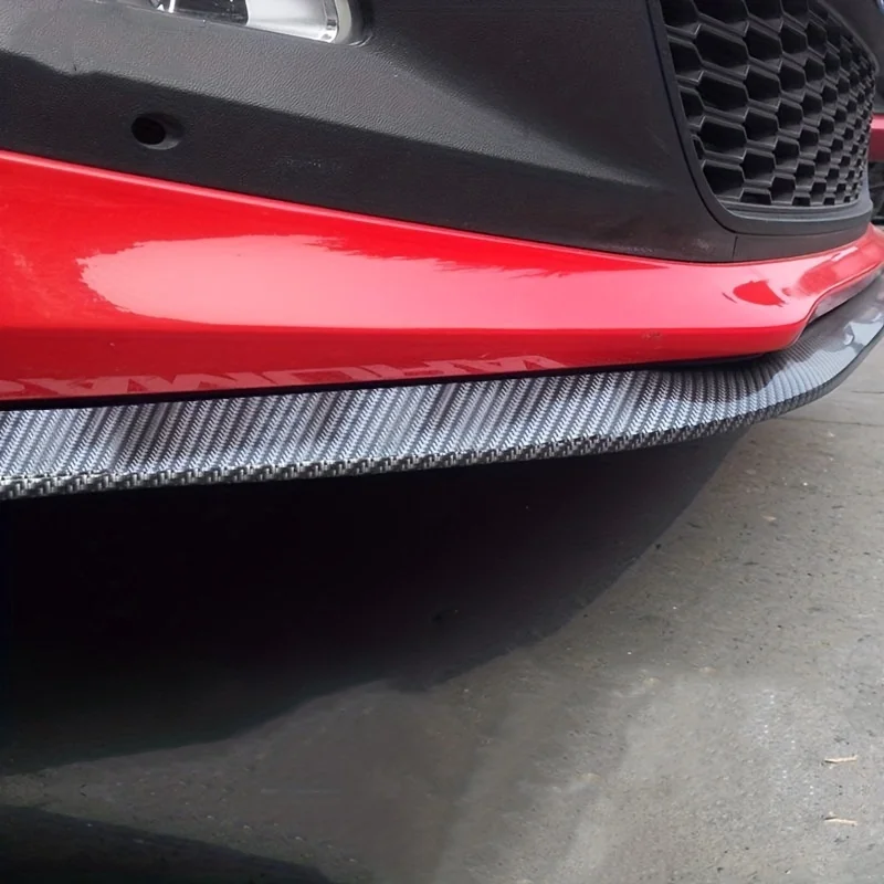 Rubber front bumper lip, universal car spoiler protector bumper protection device collision bar, carbon fiber modified accessory