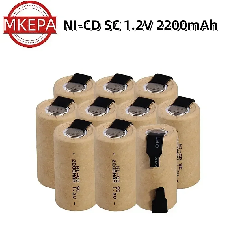 Screwdriver Electric Drill SC Batteries 1.2V 2200mAh Sub C Ni-Cd Rechargeable Battey With Tab Power Tool NiCd SUBC Cells