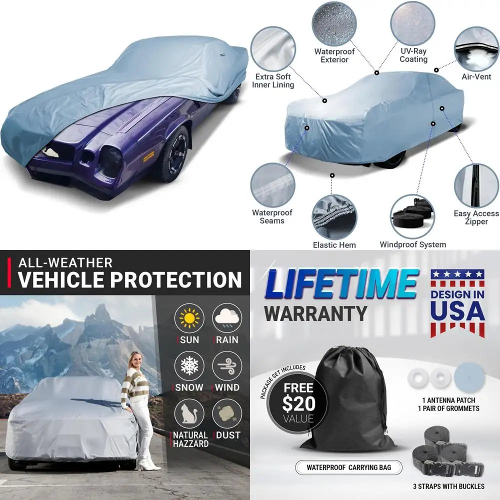 

Custom Car Cover for 1974-1981 Camaro, Waterproof All-Weather Protection Against Rain, Snow, UV Rays and Sun Damage, Full Exteri
