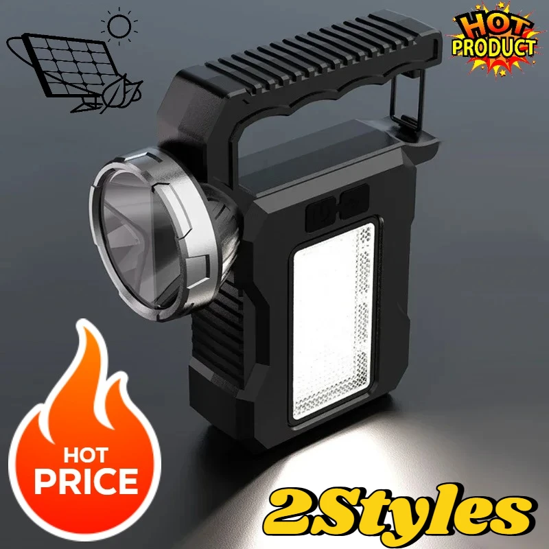

Multifunctional Solar Power LED Flashlight Rechargeable Portable High Brightness Camping Work Light with Solar Charging Torch
