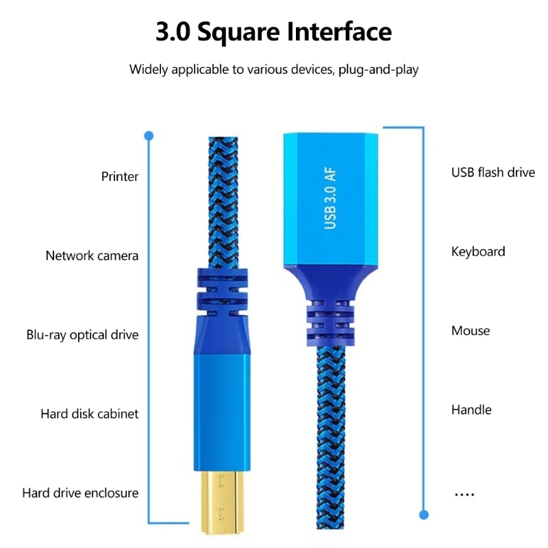 Q6PA USB Data Link Cable, Female-A to Type-B Male Route with Outer Sheath, Metal Housings, and Molded Strain Relief at Each