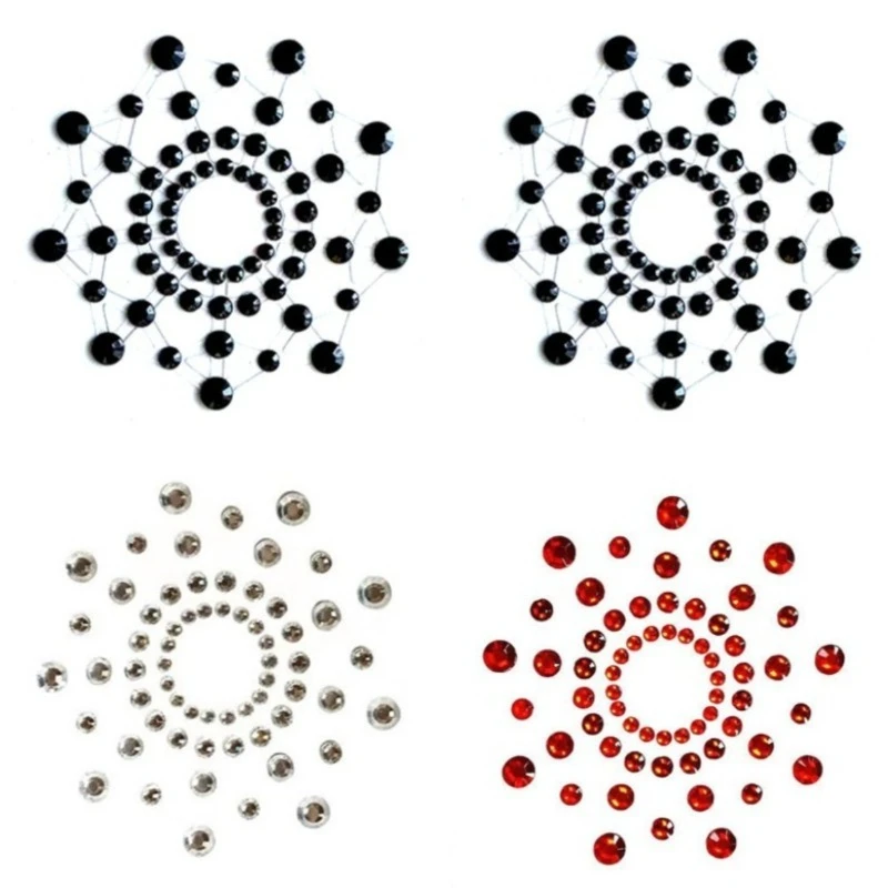 2Pairs Sexy Rhinestone Shiny Nipple Covers Transparent Self Adhesive Breathable Soft Stickers Breast Petals Lingerie Pasties Bra