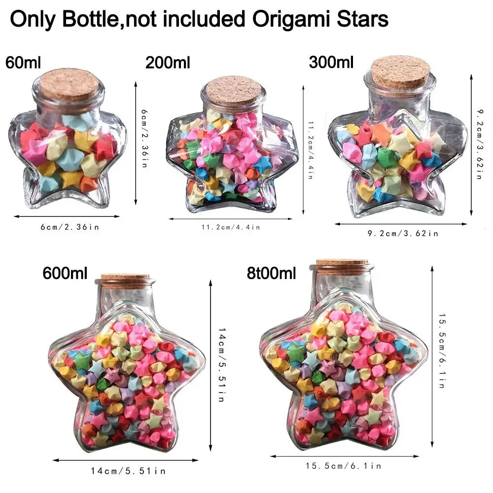 Clear Stars Shape Origami Stars Glass Bottle Creative Wishing Bottle Mini DIY Craft Glass Jars Pentagram Storage Bottle
