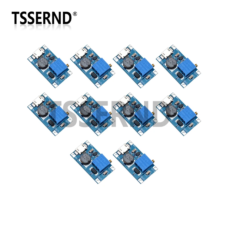 10pcs MT3608 Adjustable Step Up Module Voltage Regulator Micro USB Type-c Plug 2V-24V to 5V-28V 2A Step-Up DC-DC Boost Converter