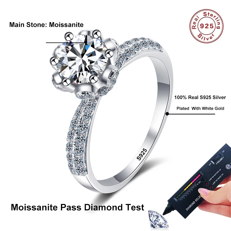 Imagem -06 - Neetim Moissanite Anéis para Mulheres Banhado a Ouro Branco Prata Esterlina Diamante de Laboratório Certificado Gra Anel de Casamento Carat