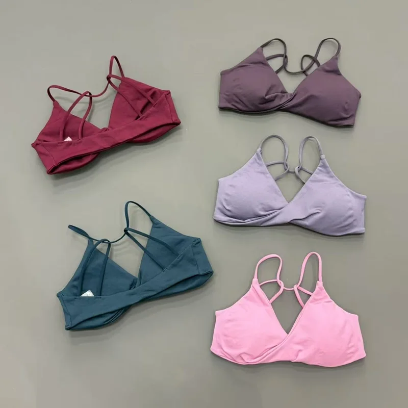 HISTELLO Vision Sujetador Deportivo para Mujer con Espalda Cruzada, Tirantes Finos, Sin Costuras, Almohadillas Removibles, Secado Rápido, Suave, para Yoga, Gimnasio y Fitness