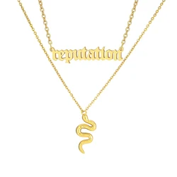 Reputation Music Album and Snake Necklace Double Pendant Jewelry Music Lover Singer Song Inspired Fans Gifts