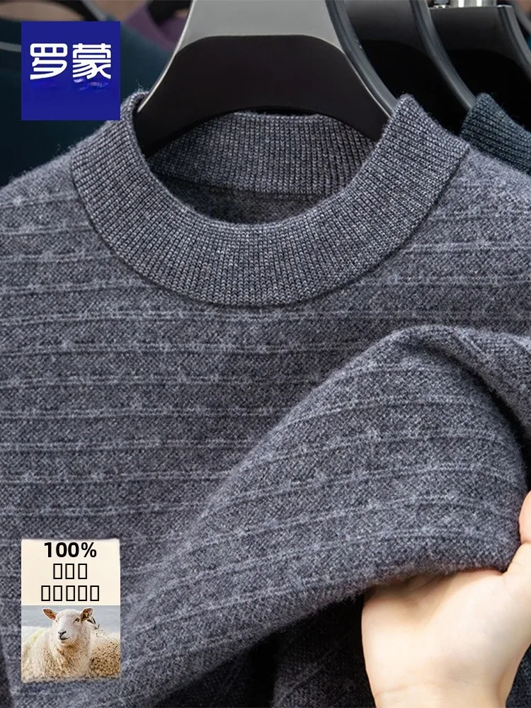 

Lormen Men's Woolen Knitted Sweater round Ne Pullover Warmth Mid-aged Casual Sle Long Sve Busin Casual Faion