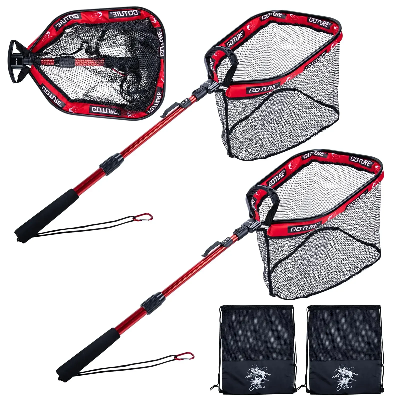 Retractable Fishing Catch Net, Portable Collapsible Landing Net with Lightweight Aluminum Shaft, Soft Fish-Friendly Mesh