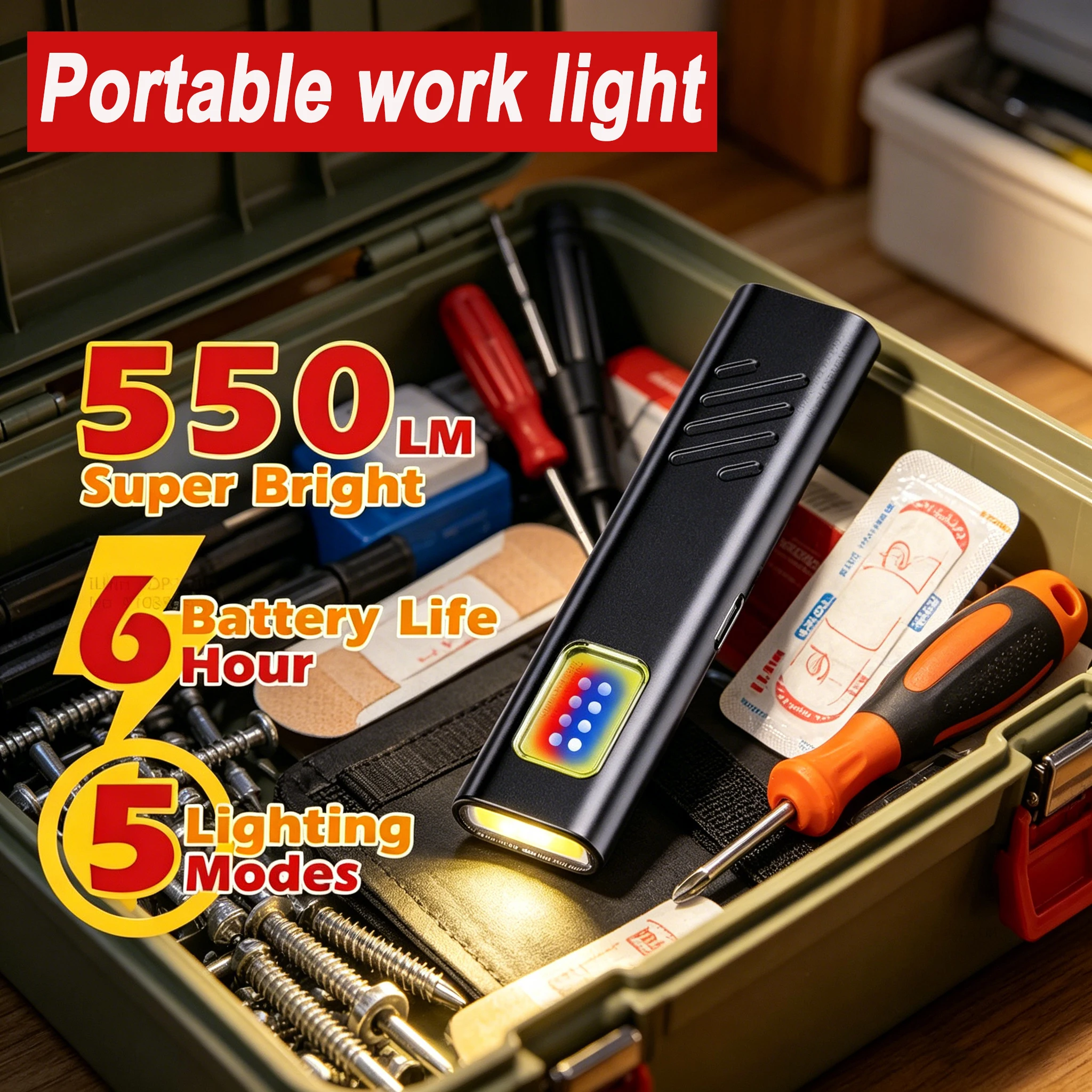 Security flashing work light warning light strong light mini portable outdoor maintenance emergency EDC flashlight knife cap cli