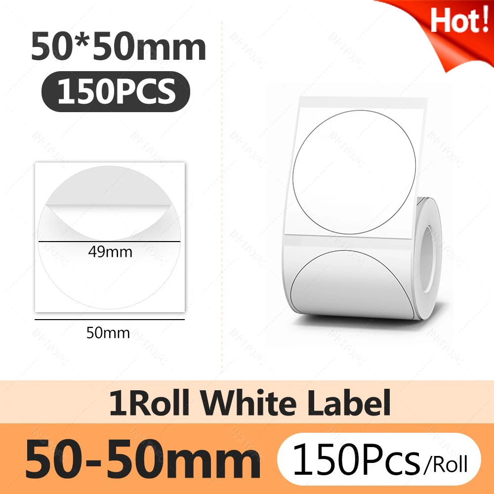 Niimbot B21/B1/B31 Thermisch Label Sticker Papier Rond Wit 20-50mm Breedte Kleding Tag Commodity Prijs Voedsel Zelfklevend - afbeelding 1