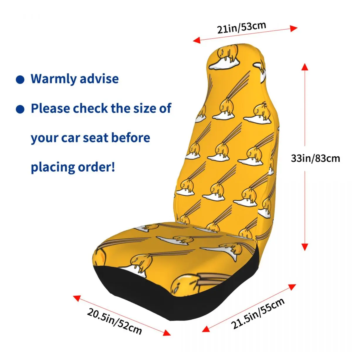Gudetama Universal-Autositzbezug für die meisten Autos, geeignet für alle Arten von Modellen, Lazy Egg Cartoon-Autositzmatte, Polyester, Angeln