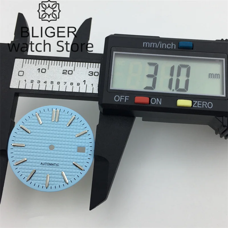 BLIGER 31mm Dial Sky Blue Black White Blue Grey Green Dial Green Luminous Suitable For NH35 NH36 Movement