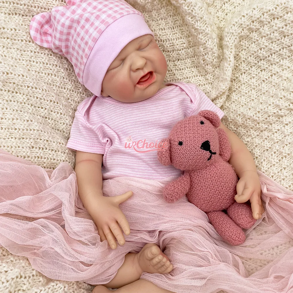 Open Mouth 20Inch Silicone Reborn Doll Lifelike Handmade 3D Skin Painted Reborn Doll Newborn Birthday Gift For Artist Collector