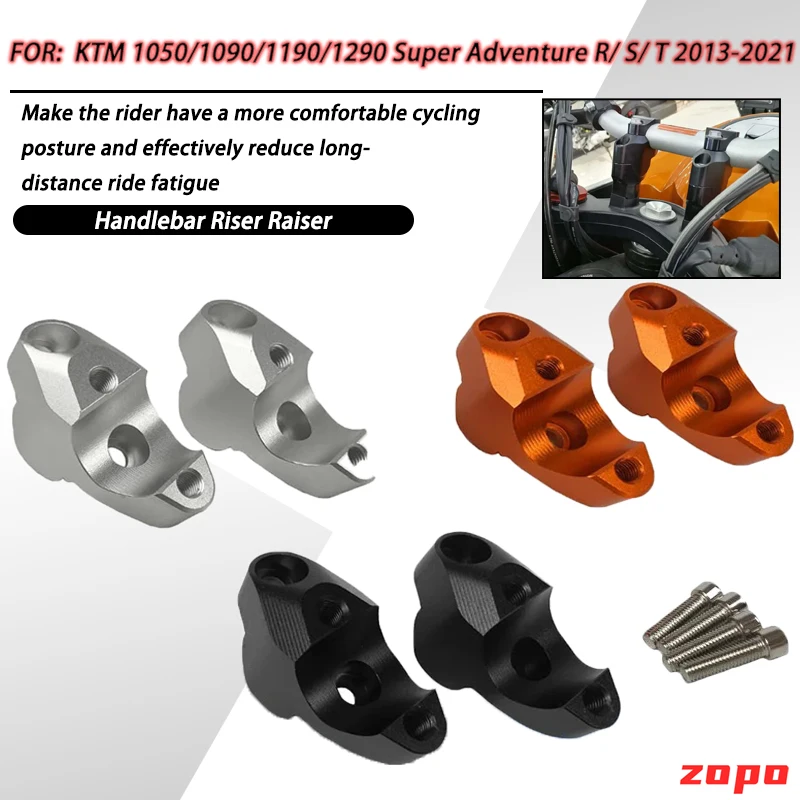 

30mm Rise Handlebar Risers for KTM 1290 Super Adventure R/ S/ T 1050 1090 1190 Adv 2013 2014 2015 2016 2017 2018 2019 2020 2021