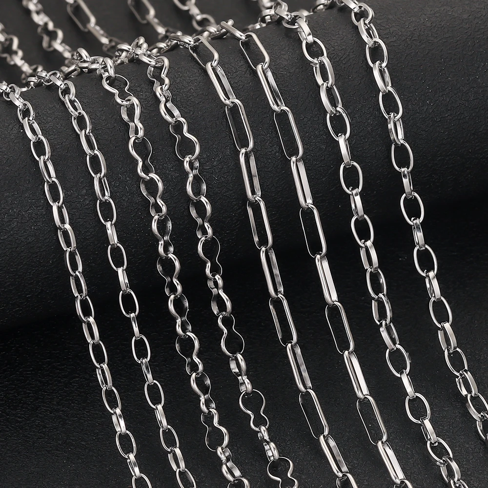 1meter Stainless Steel Chain Heart Gourd Metal Claw Clasp Chain Handmade DIY Necklace Bracelet Jewelry Making Supplies Wholesale