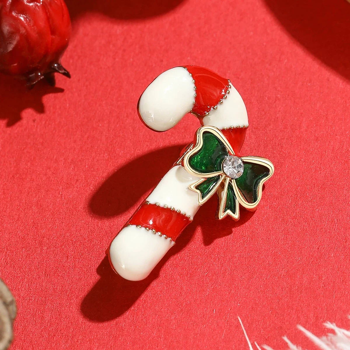 Dmari Women Brooch Christmas Enamel Pin Cute Candy Cane Lapel Pins Gift For New Year