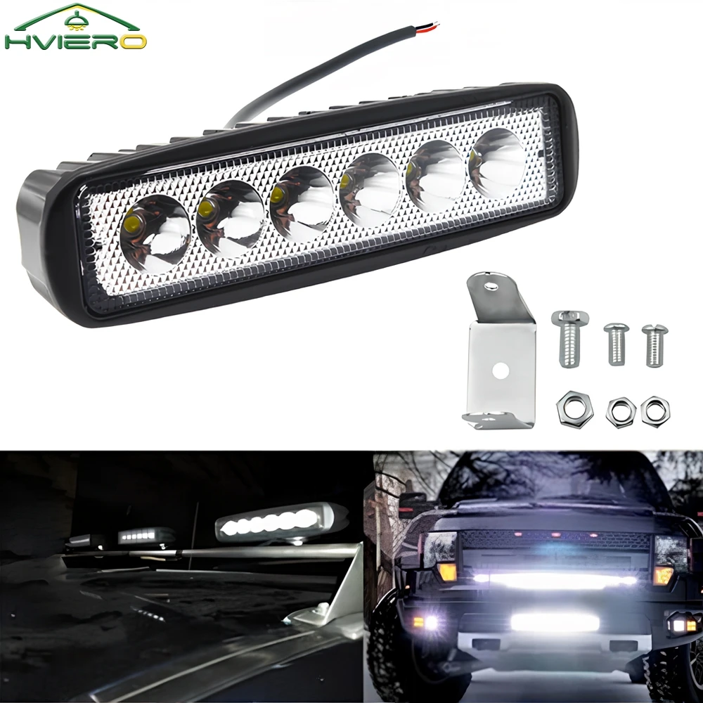 

1X Car Work Lamp Strip Spotlight White Turn Signal Off-road Fog Headlights Tractor Taillights IP68 Waterproof Light Bar 18W 6LED