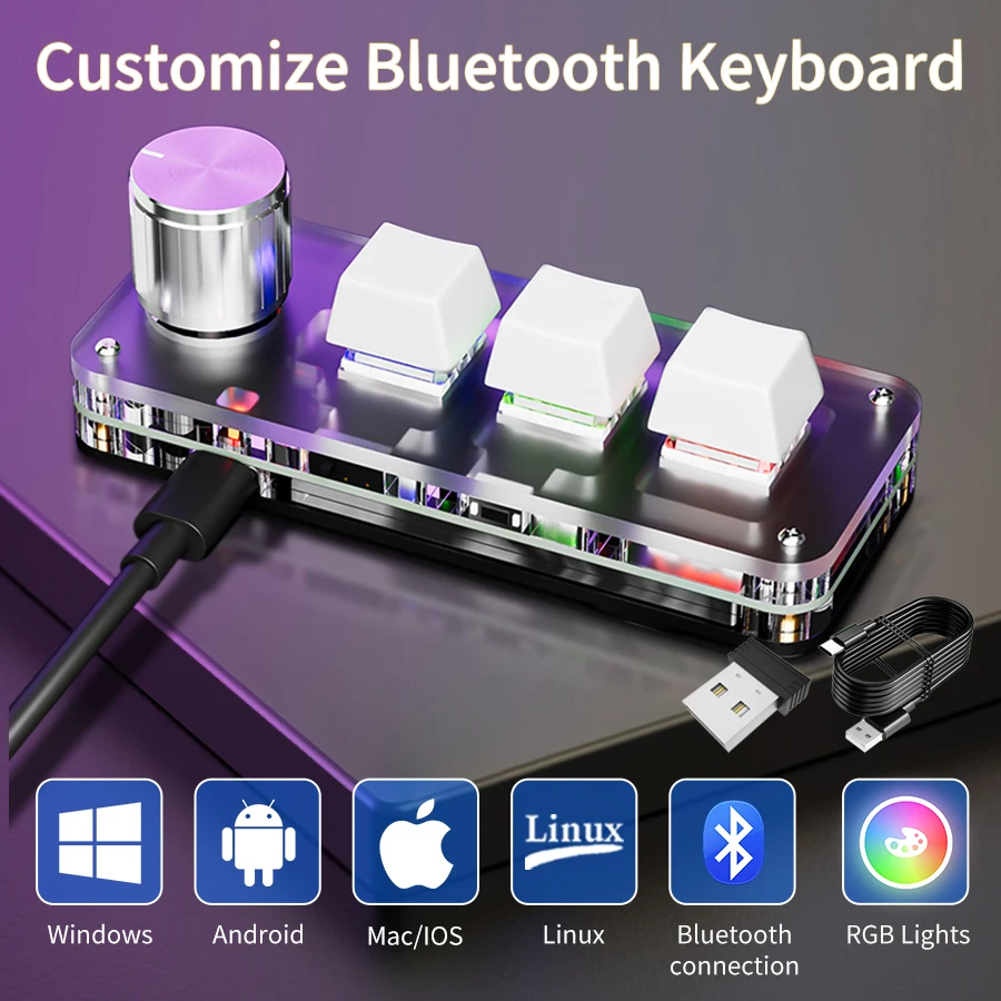 

Макро-клавиатура Bluetooth Plug and Play Gaming Photoshop Custom Macropad 3-х клавишная ручка USB-мини-клавиатура для настольного ПК Mini Keboard
