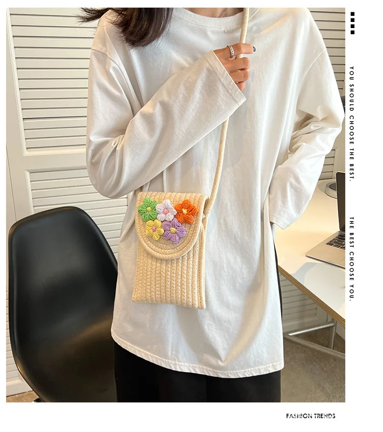 1 small fresh flower mobile phone bag women's wool flower all shoulder crossbody bag shoulder bag