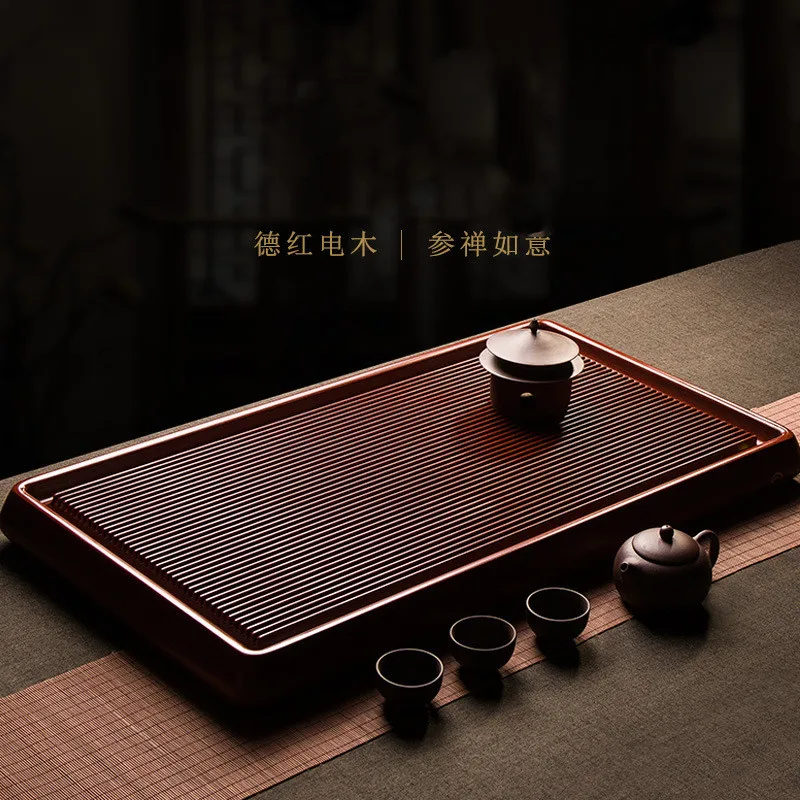 Red Bakelite Tea Tray Household Saucer Whole Piece Rectangular Tea Table Drainage Tea Sea Kung Fu Tea Set Tray