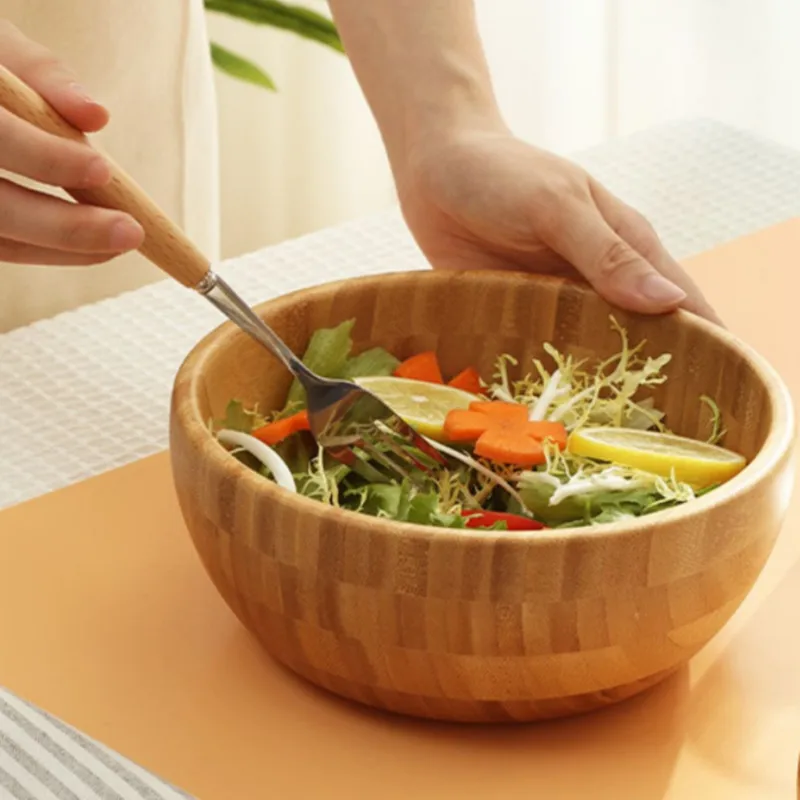 Bamboo Salad Bowl Serving Bowl wood salad bowl for Fruit Snacks Appetizers