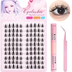 10 Rows Exquisite Black Anime Eyelash Kit - False Eyelashes with Adhesive and Sealer, Natural, Dynamic, DIY Length 10-13mm