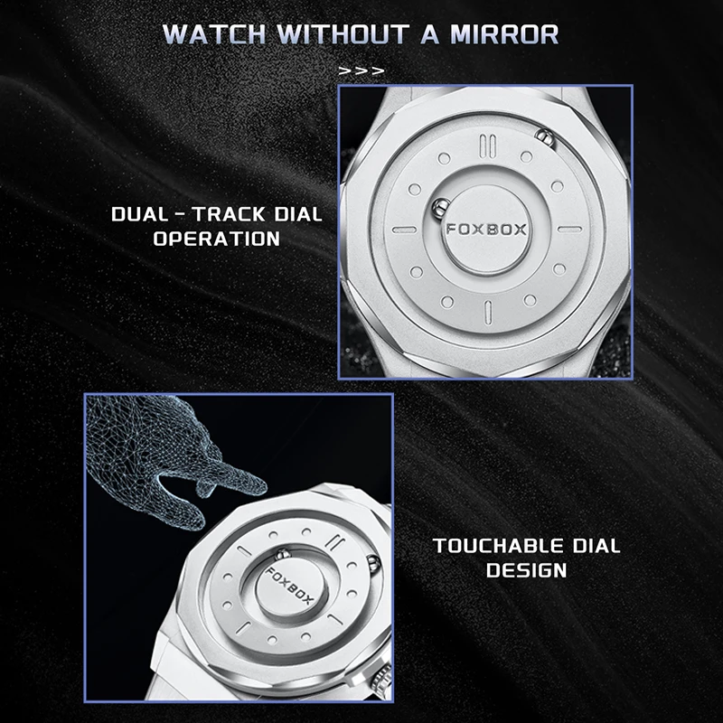 FOXBOX 2025 Luxe Horloges Mannen Creatieve Scrollende Kralen Quartz Horloge LUIK Mode Waterdicht Stalen Heren Horloge Reloj Hombre