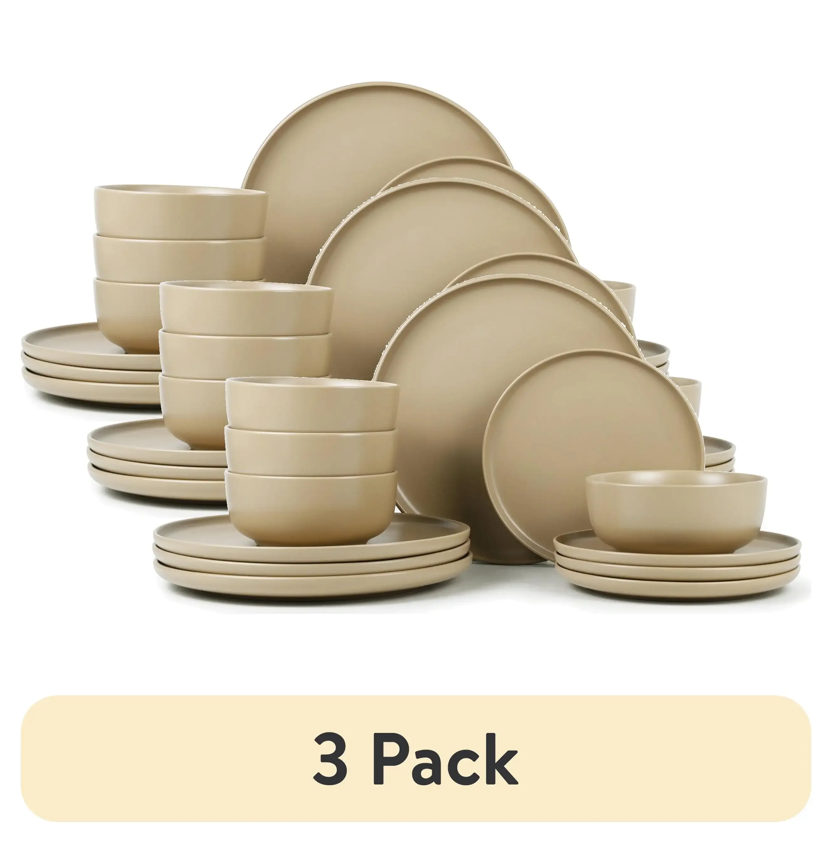 

(3 pack) Alessandra Brown 12-Piece Stoneware Dinnerware Set