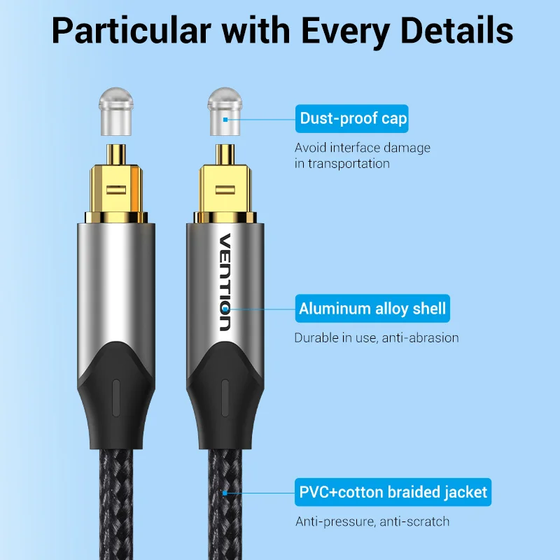 Vention Digital Optical Audio Cable Toslink SPDIF Coaxial Cable 1m 2m for Amplifiers Blu-ray Xbox 360 PS4 Soundbar Fiber Cable