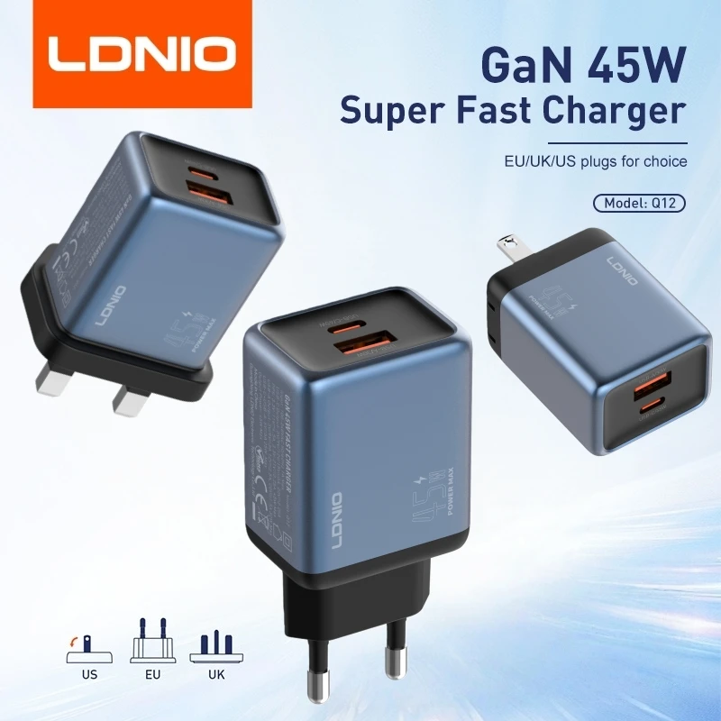 LDNIO Gan 45W Schnellladegerät Typ-C Kompatibel mit 40W iPhone 17 Pro Max Air Xiaomi Samsung Ultra - Schnellladeadapter
