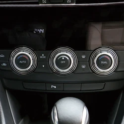 3Pcs Auto Car AC Air Conditioner Switch Button Decoration Ring Cover Trim Circle Black For Mazda CX5 CX-5 Atenza 13-14