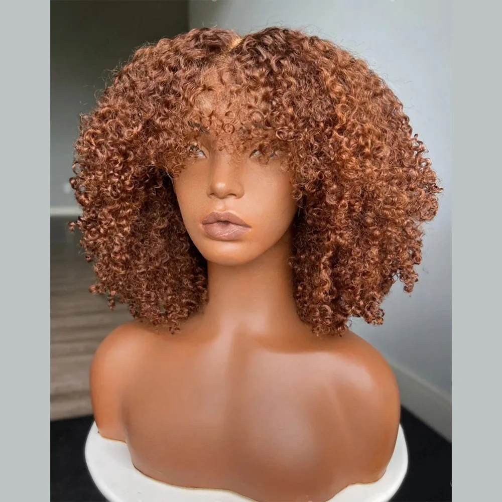 البورمية الضفيرة مع الانفجارات الزنجبيل 7x5 الدانتيل الشفاف غلويليس شعر مستعار جاهز لارتداء شعر بشري مجعد 360 كامل الدانتيل قبل قطع شعر مستعار دانتيل #2