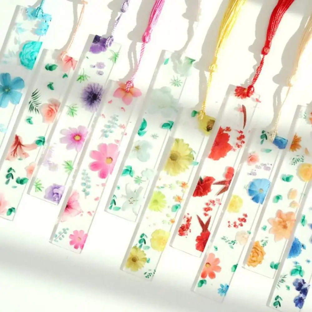 

Creative Transparent Acrylic Reading Bookmark Flower Vintage Bookclip With Colorful Tassel Handicraft Bookmarks Crafts Student