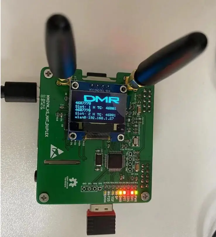 Duplex  MMDVM  Hotspot  With OLED  + Raspberry  PI 2B  P25 DMR YSF NXDN Fusion +Anenna and SD Card