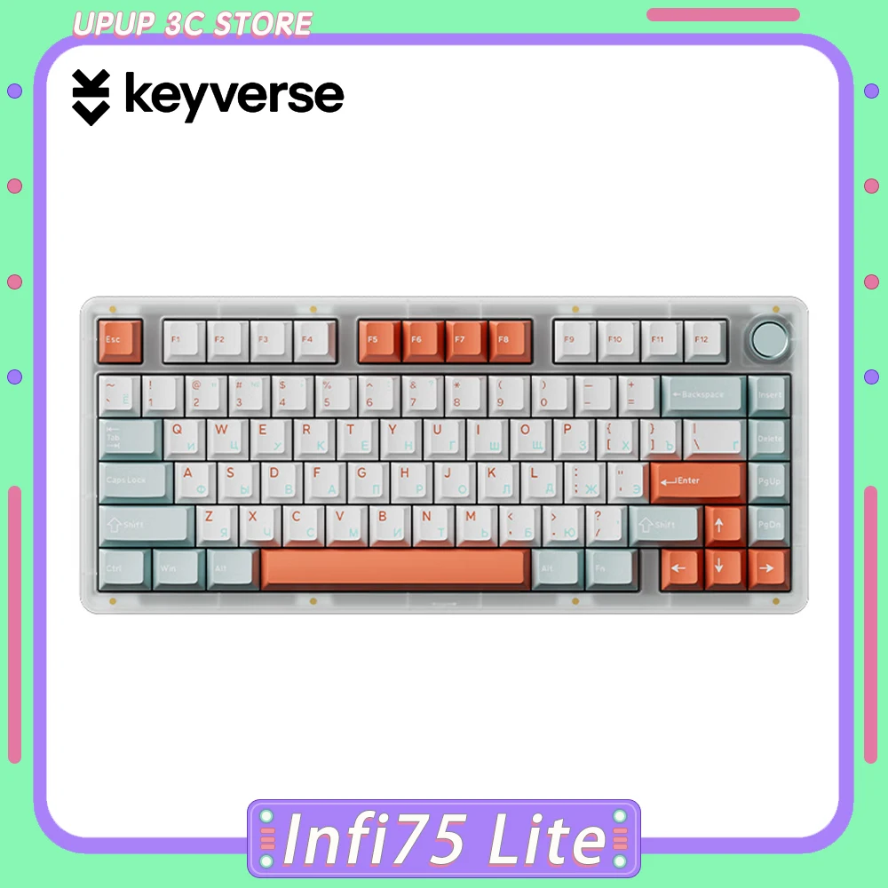 Keyverse Infi75 Lite Mechanical Keyboard 81Keys Three Mode Wireless Gaming Keyboard Hot Swap Custom Gasket Pc Gamer Accessories