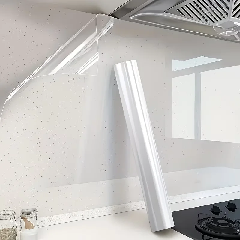 Transparent Household Wall Static Cling Film Waterproof Oil Proof Stain Resistant Kitchen Backsplash Removable Protector