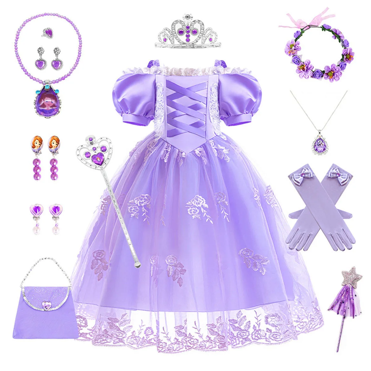 

AmyStylish Little Girls Sofia the First Princess Sofia Birthday Party Cosplay Halloween Fancy Easter Dress